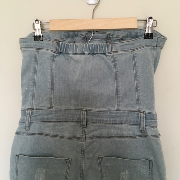 Venus Jeans Sz 6 Blue Denim Overall Light Wash Side Zip Lace Up Front Whisker - Picture 9 of 16